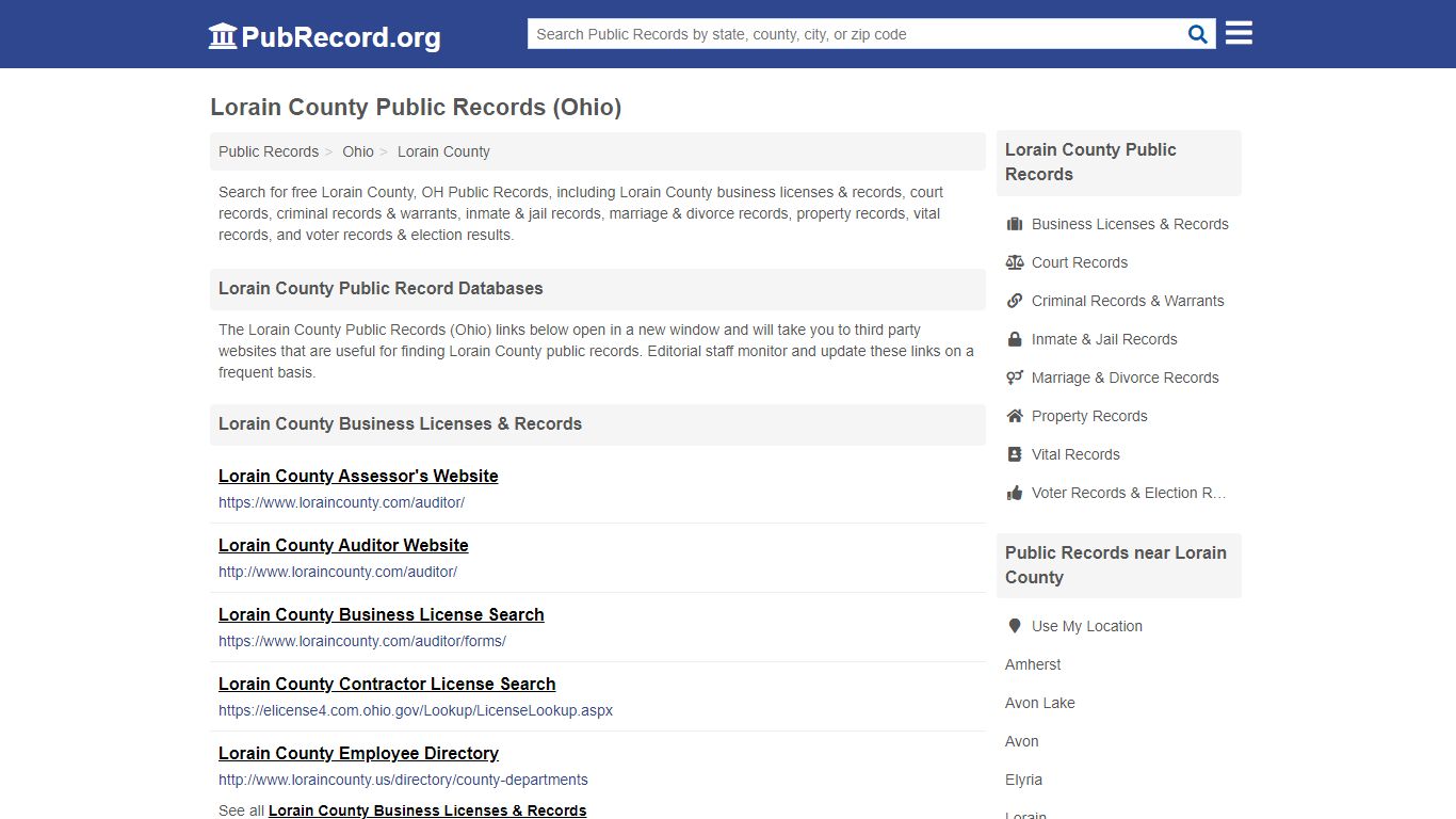Free Lorain County Public Records (Ohio Public Records) - PubRecord.org